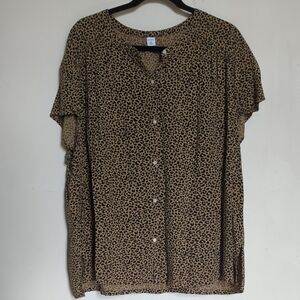 Old Navy Cheetah Print Button-Up Top Boxy Women's Size XXL